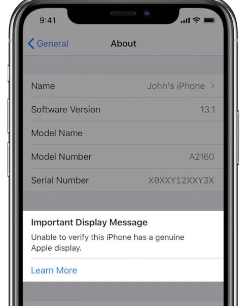 Apple предупреждава със съобщение при смяна на дисплей на iPhone